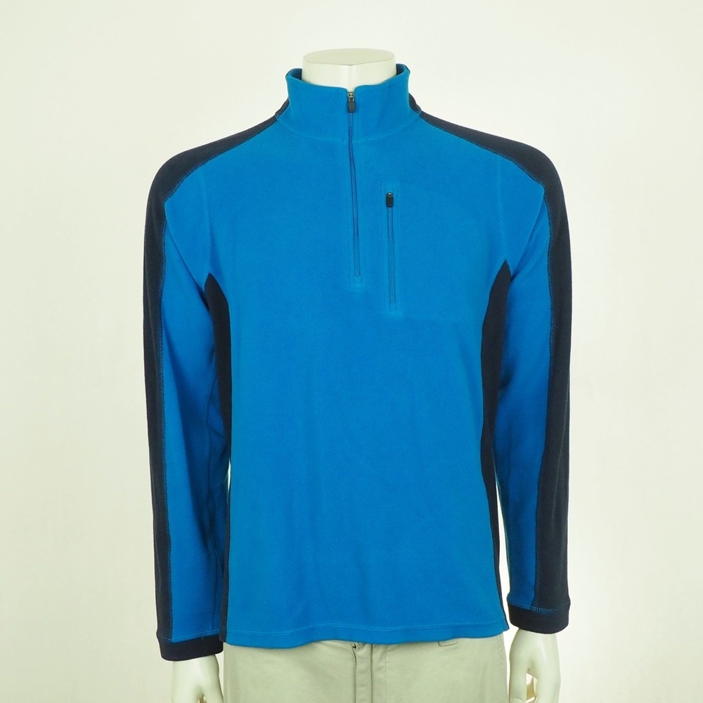 LL L.L. Bean 1/4-Zip Pullover Fleece Sweater Mens Medium Blue Regular Midweight